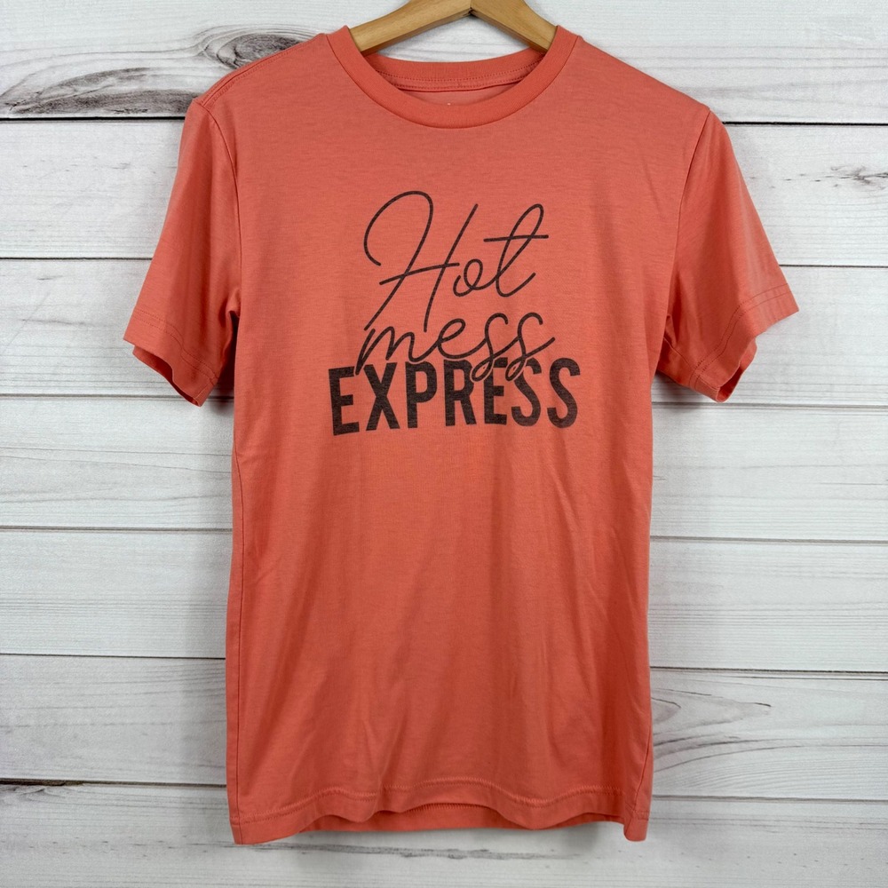 Women's XS Coral Hot Mess Express Graphic T-Shirt‎ Short Sleeve